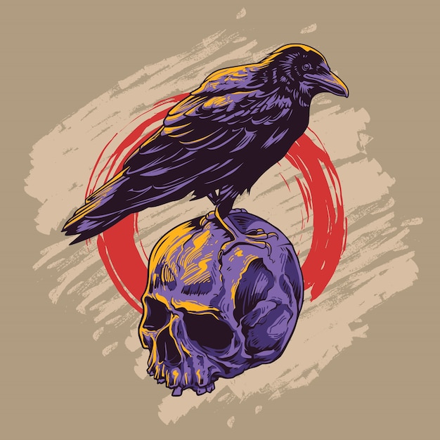 Crow on top of the skull