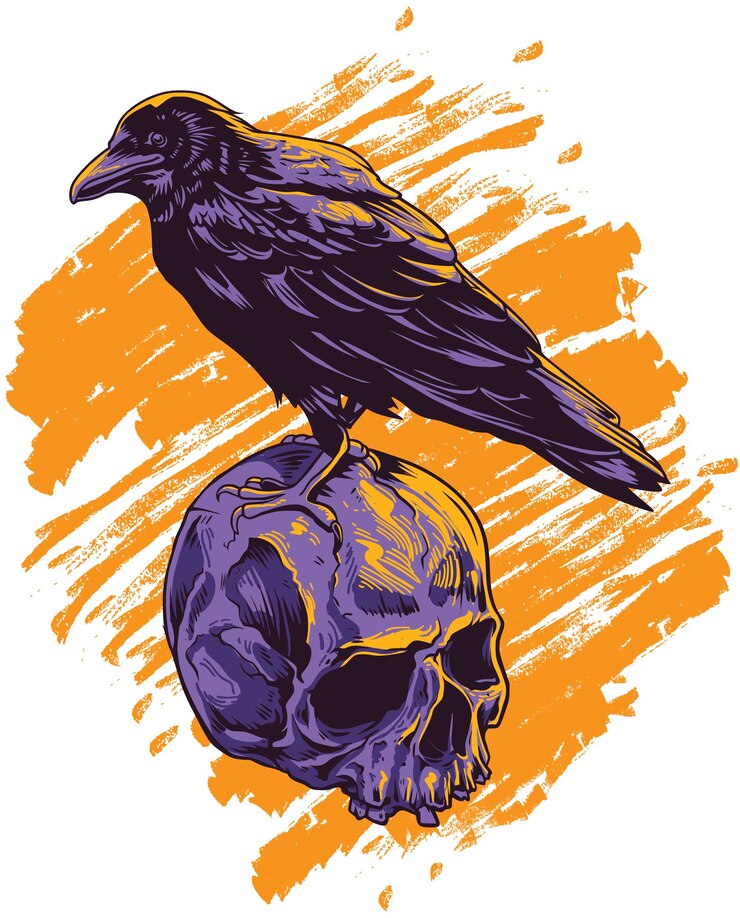 Crow on top of the skull 