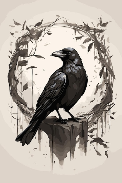 Vector crow vector art illustration