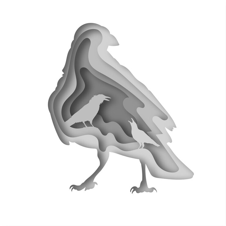 Vector crow vector paper cut design background