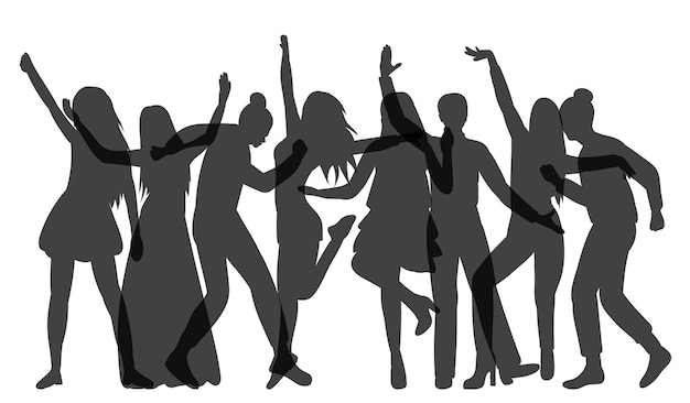 Crowd of dancing people silhouette on white background isolated
vector