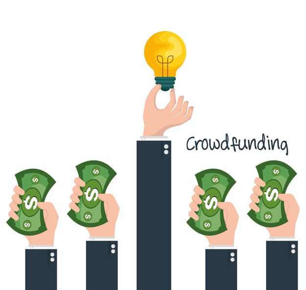 Crowd funding concept icons vector illustration design