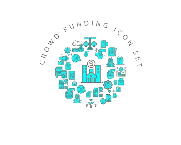 Crowd funding icon set design