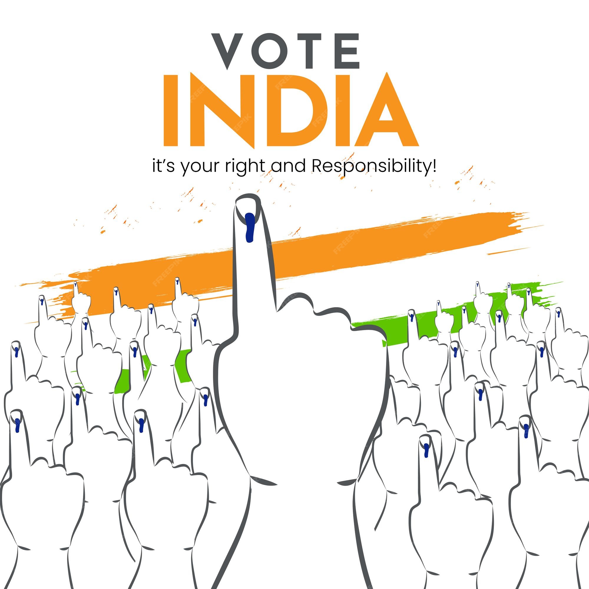 Premium Vector Crowd Of Indian Voters Showing Index Finger After