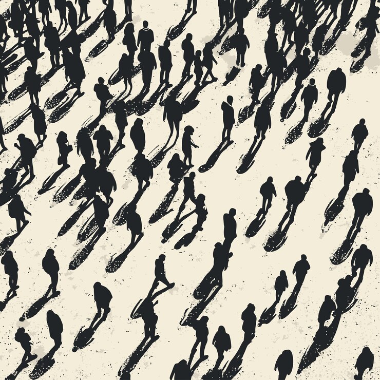Vector crowd_on_crosswalkpeople_walking_city_street