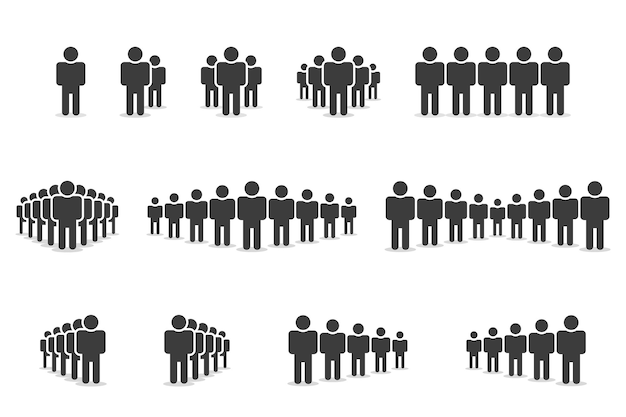 Crowd of people set icons. vector