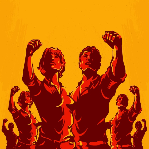 Vettore crowd protest fist revolution poster design