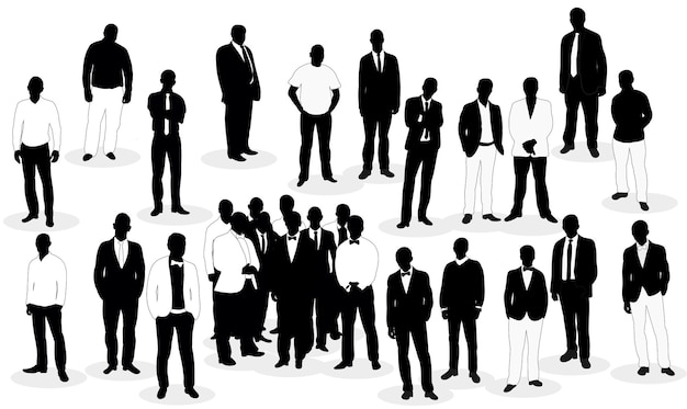 Vector crowd of silhouettes of men business vector isolated