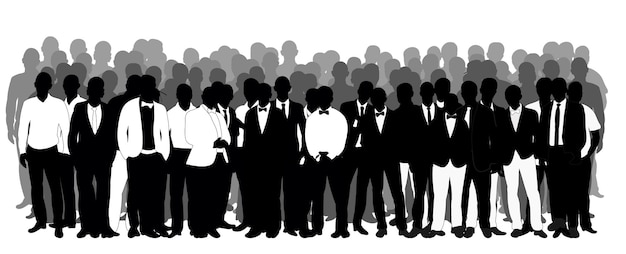 Vector crowd of silhouettes of men business vector