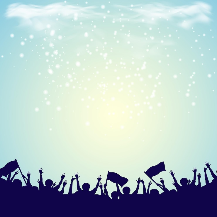 Vector crowd sky blue and light support group crowd people abstract gradient vector background