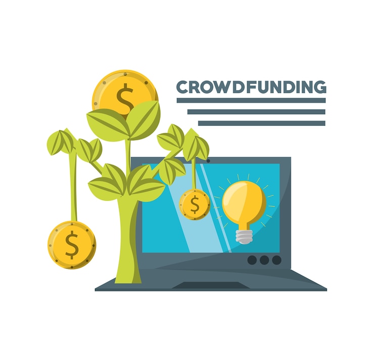 Vector crowdfunding business financial company support