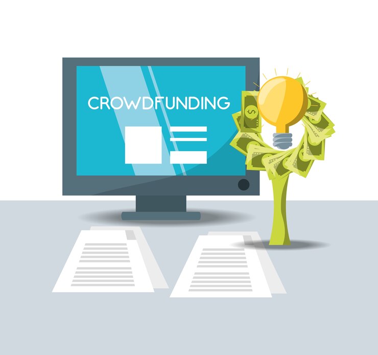 Vector crowdfunding business financial company support