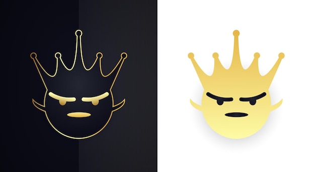 crown angry emoji with golden and black color