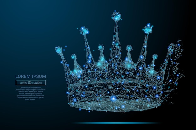 Vector crown blue dot line structure future technology