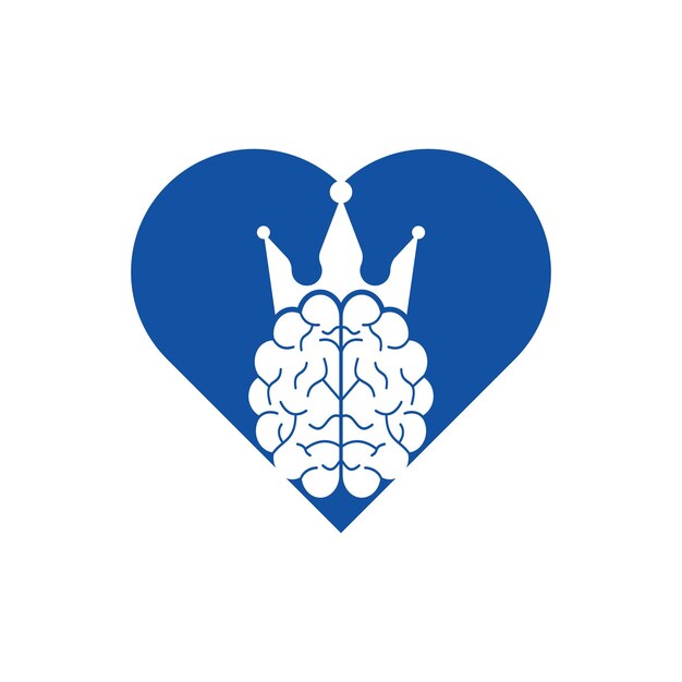 Crown brain heart shape logo icon design