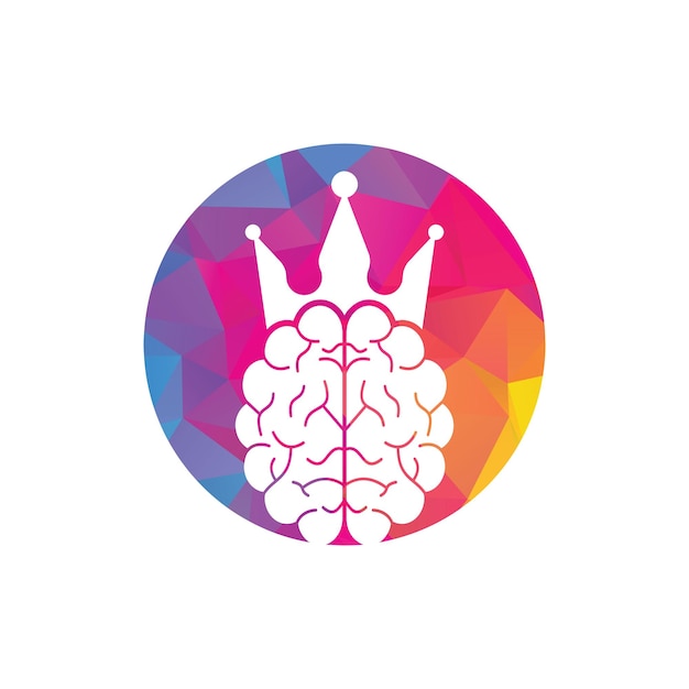 Disegno dell'icona del logo del cervello della corona disegno del logo vettoriale del re intelligente cervello umano con disegno dell'icona della corona