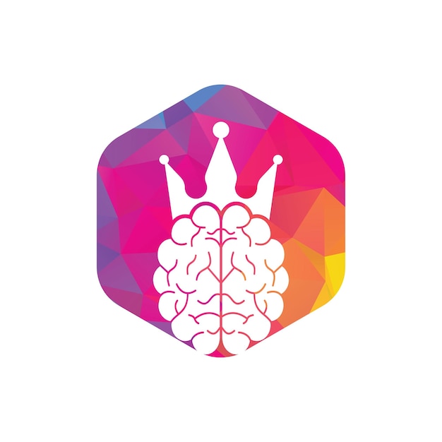 Crown brain logo icon design Smart king vector logo design