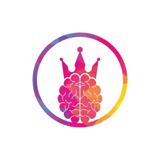 Crown brain logo icon design Smart king vector logo design