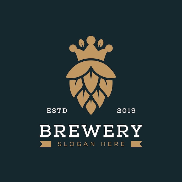 Корона пивоварения логотип концепция вектор шаблон