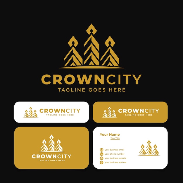 Crown city-logo, geschikt voor elk onroerendgoedbedrijf.