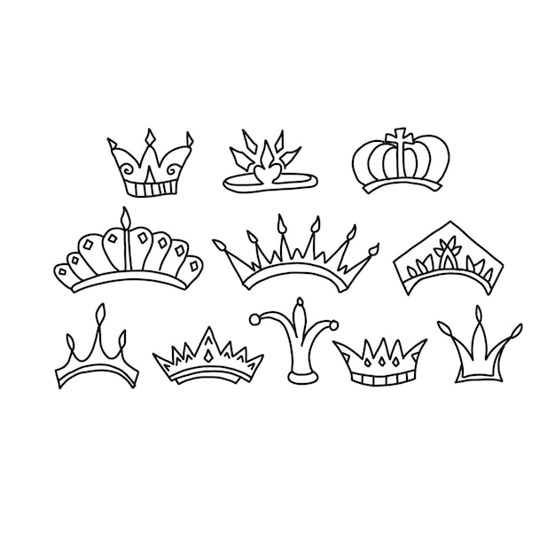 Vector crown doodle handrawn illustrations vector