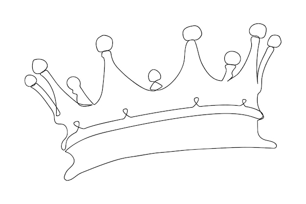 The crown drawn by one black line on a white background oneline drawing continuous line