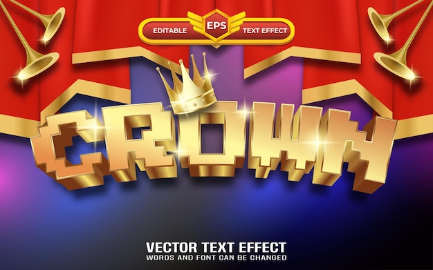 Crown editable text effect with royal theme