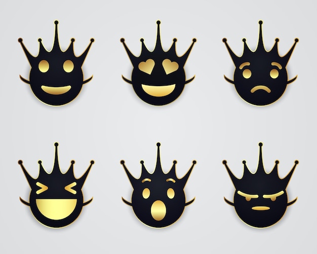 crown emojis set with golden and black color