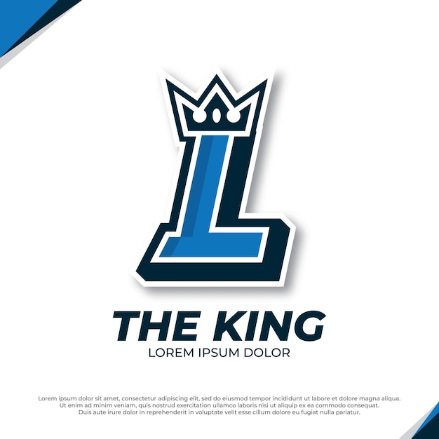 Crown esport mascot letter L logo illustration esport font design template
