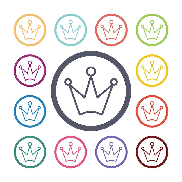 Crown flat icons set