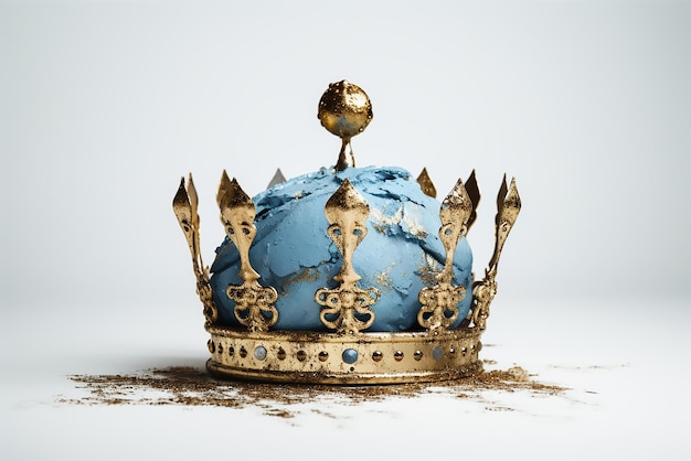 Crown of globe king of the world Advertising podium photo of old crown watercolor style