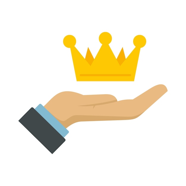 Icona della corona in mano immagine piatta dell'icona vettore della corona in mano isolata su sfondo bianco