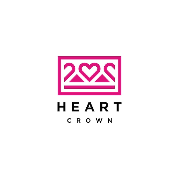 Crown heart logo icon design template