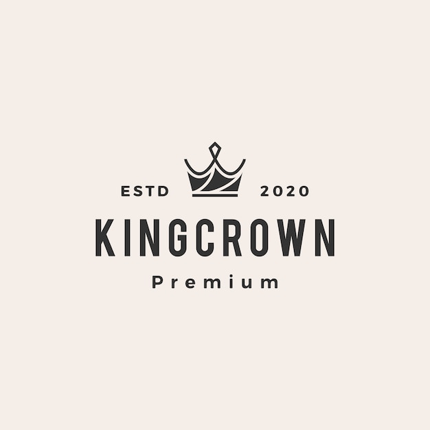 Vector crown hipster vintage logo icon illustration