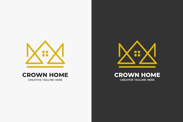 Логотип монолинии архитектура корона дом