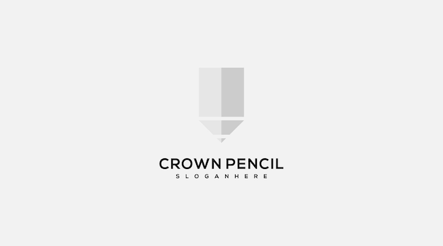 Crown icon with pencil vector logo design