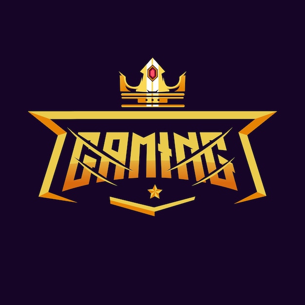 Logo crown king gaming isolato su sfondo scuro per l'esport del gioco di squadra