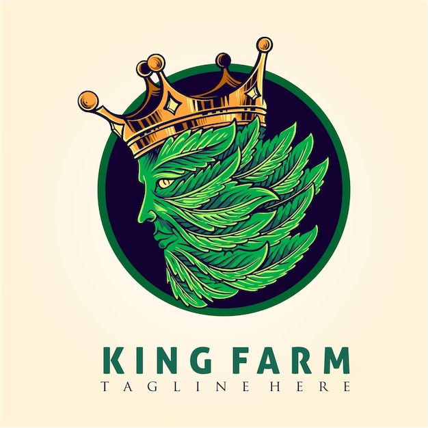 Crown king leaf logo mascotte illustrazioni vettoriali per il tuo lavoro logo merce tshirt adesivi ed etichette disegni poster biglietti d'auguri pubblicità azienda o marchi