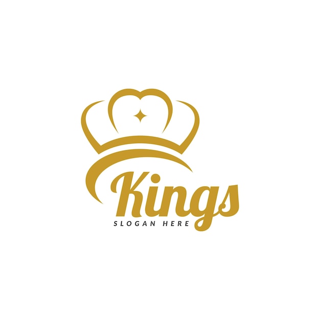 Crown and King typography vector template.