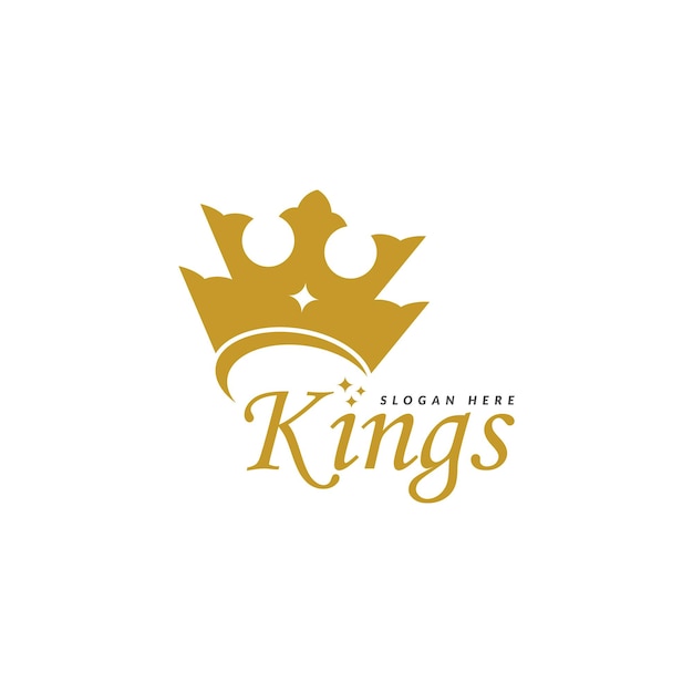 Crown and king typography vector template.