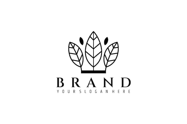 Vector crown leaf logo concept with line design style