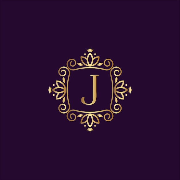 Vector crown letter leaf j