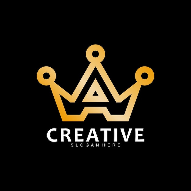 Vector crown and letter a logo template