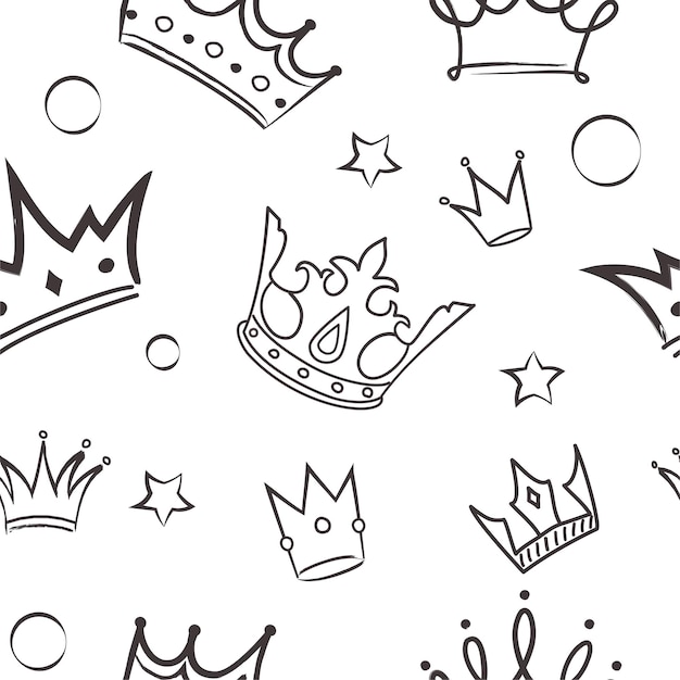 Vector crown linear seamless pattern