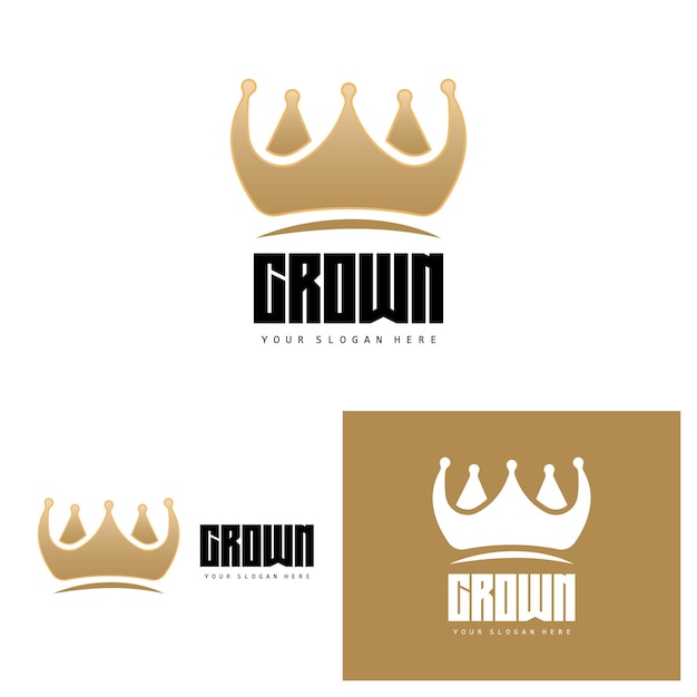 Crown Logo King And Queen Icon Design Vector Elegant Simple Template Illustration