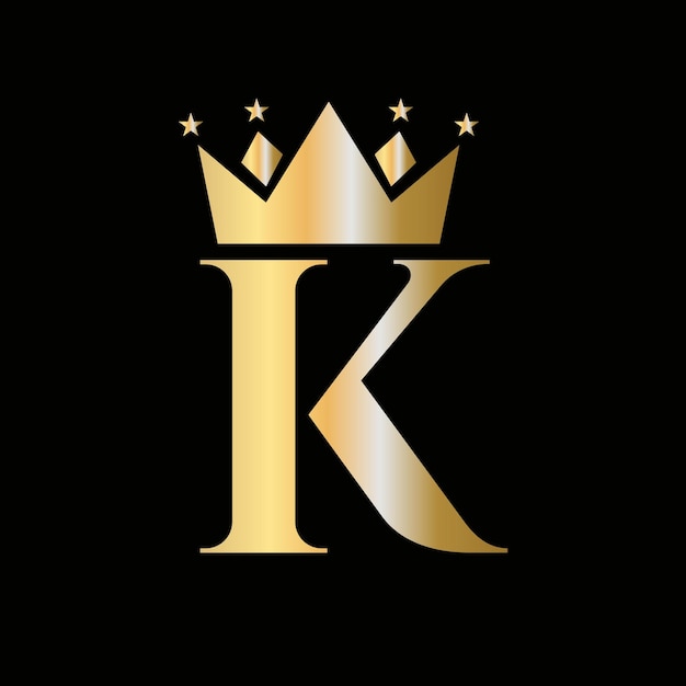 Crown Logo On Letter K with Star Icon Crown Symbol Template