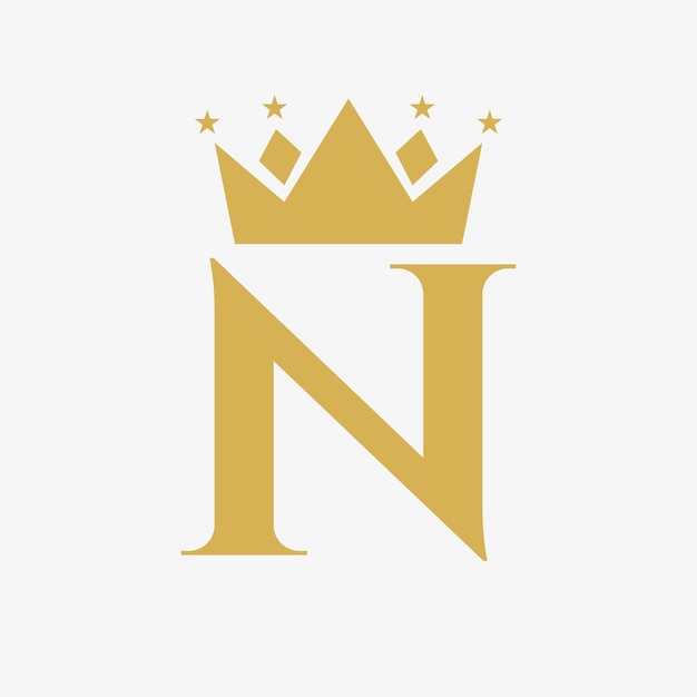 Vector crown logo on letter n with star icon crown symbol template