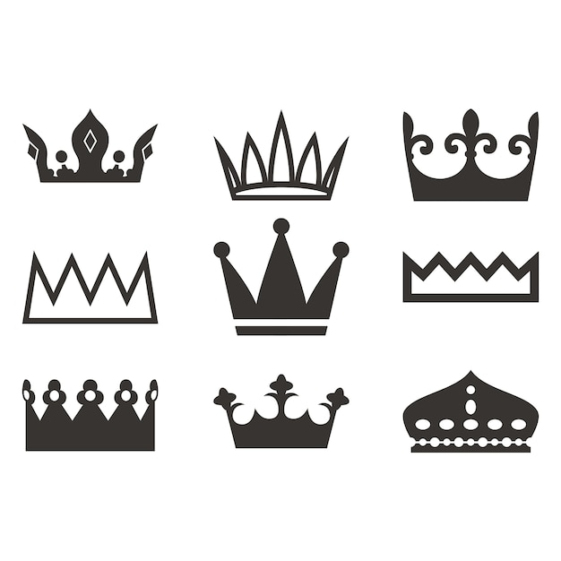 Crown logo set silhouette