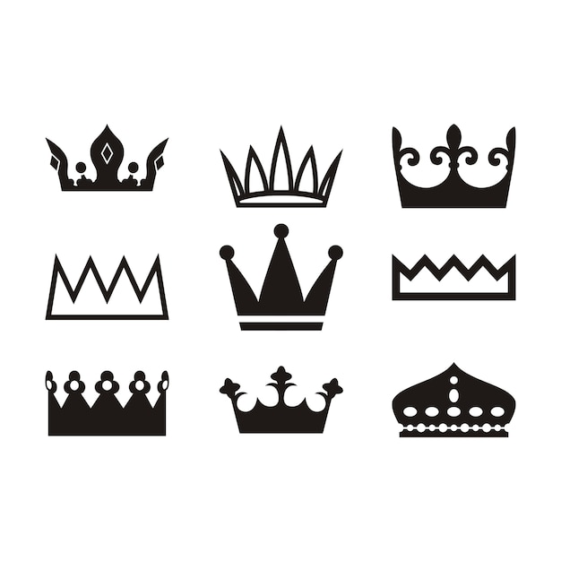 Vector crown logo set silhouette