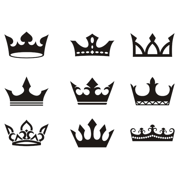 Crown logo set silhouette